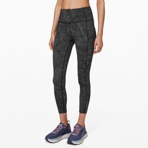 Lululemon Fast and Free Tight II 25" Nulux in Free Spirit Ice Grey Black Sz 8